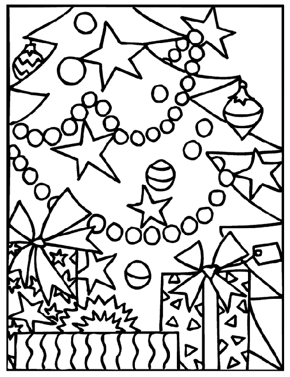 Christmas Gifts Under the Tree coloring page