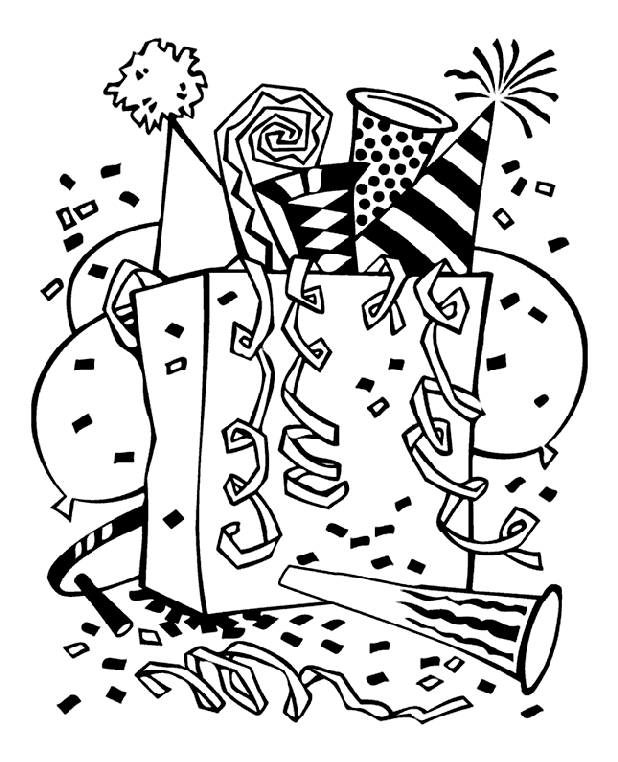 New Year's Bag of Fun coloring page