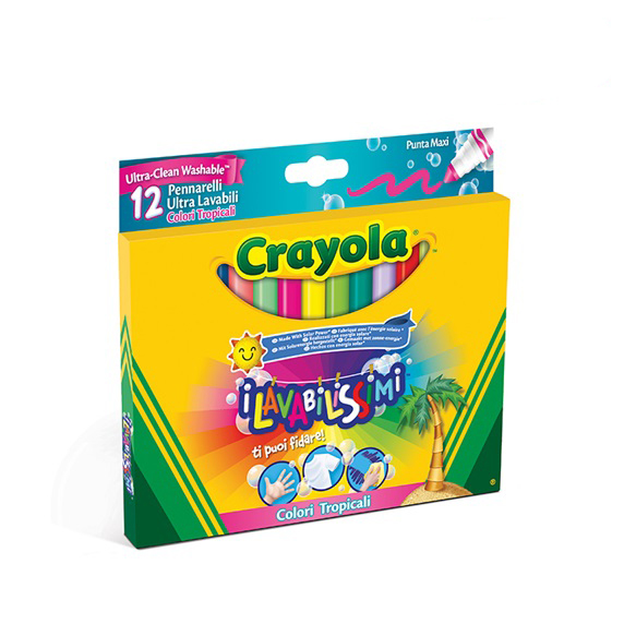 Crayola I Lavabilissimi Crayola Confezione 12 Pennarelli Ultra Lavabili Punta Maxi 